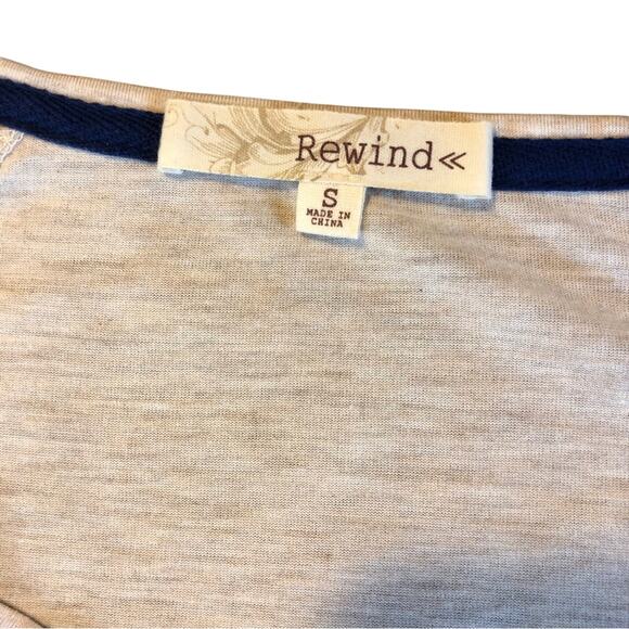 Rewind Boho Inspired Red White Blue Scoop Neck Roll sleeve Mixed Media Top - Picture 10 of 16